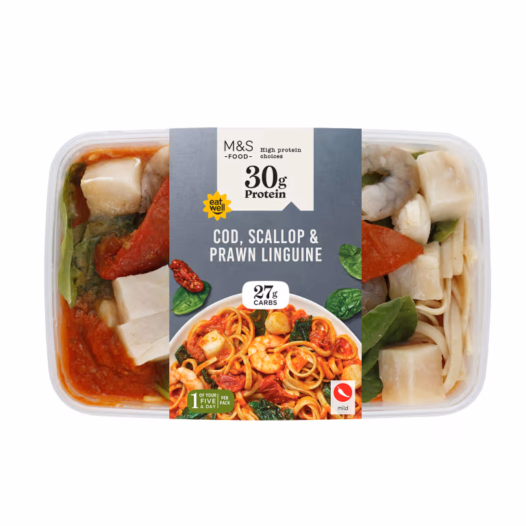 M&S High Protein Cod, Scallop and Prawn Linguine