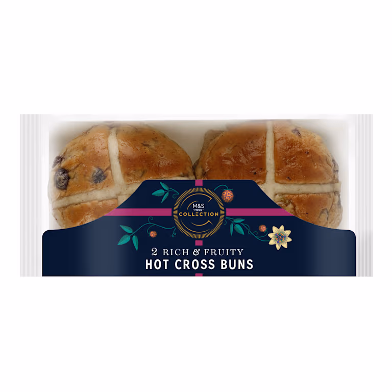 M&S 2 Rich & Fruity Hot Cross Buns