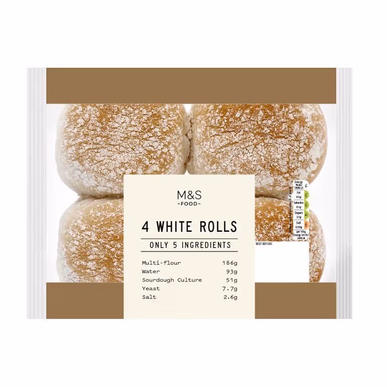 M&S Only 5 Ingredients 4 White Rolls