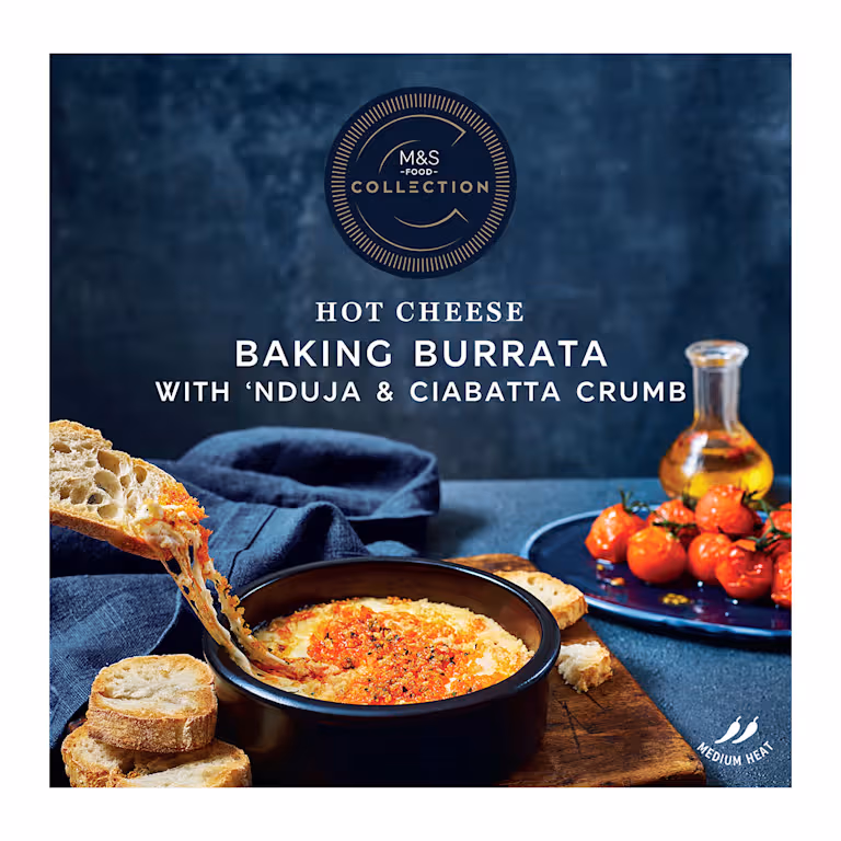 M&S Baking Burrata with Nduja and Ciabatta Crumb