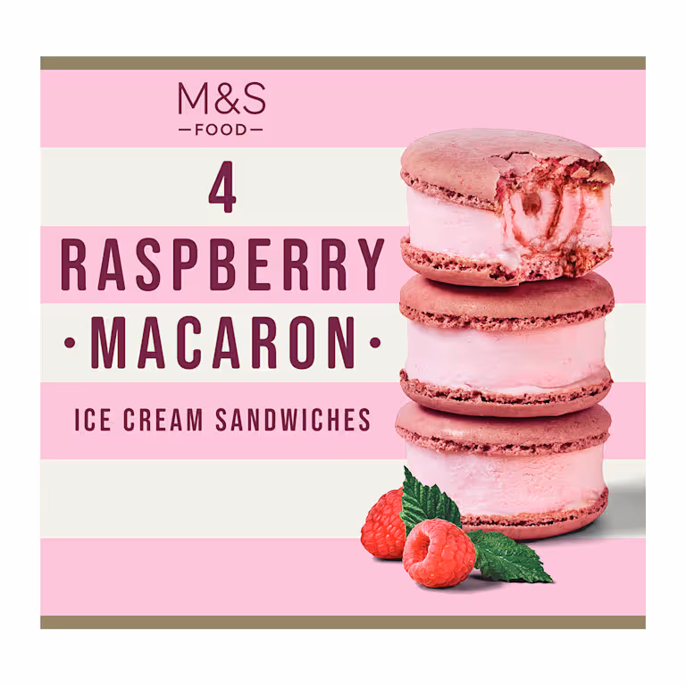 M&S 4 Raspberry Macaron Ice Cream Sandwiches