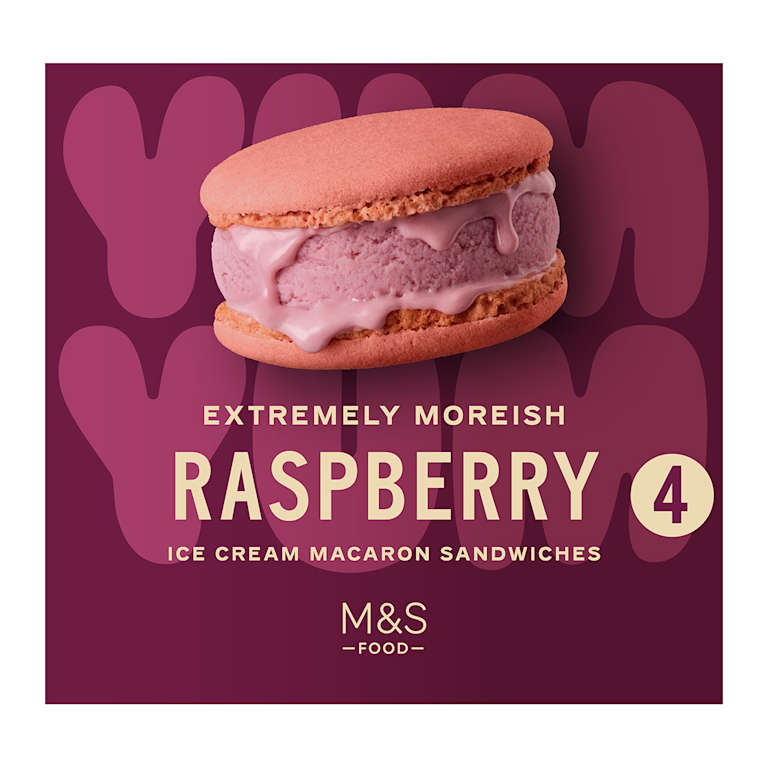 M&S 4 Raspberry Macaron Ice Cream Sandwiches