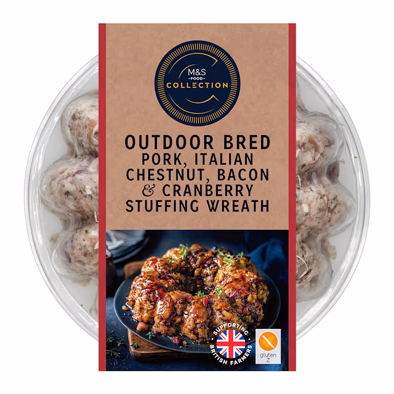 M&S Collection Outdoor Bred Pork Italian Chestnut Bacon and Cranberry Stuffing Wreath