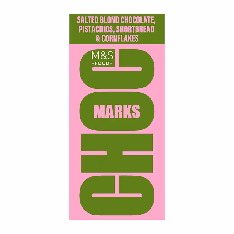 M&S Choc Marks Blond Chocolate and Pistachio Bar