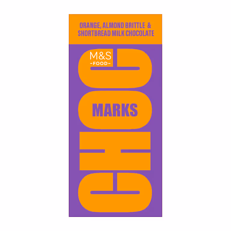 M&S Choc Marks Orange, Almond Brittle and Shortbread Milk Chocolate