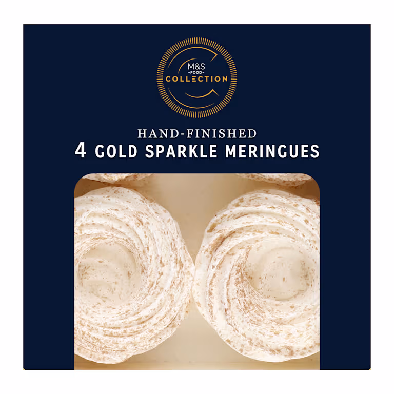 M&S Collection Hand Finished Gold Sparkle Meringues