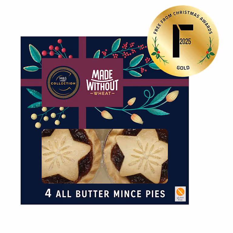 M&S Made Without Wheat Gluten Free 4 All Butter Mince Pies