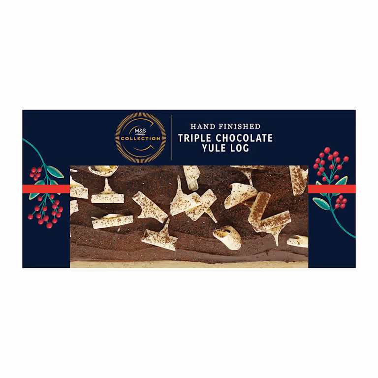 M&S Collection Hand Finished Triple Chocolate Yule Log