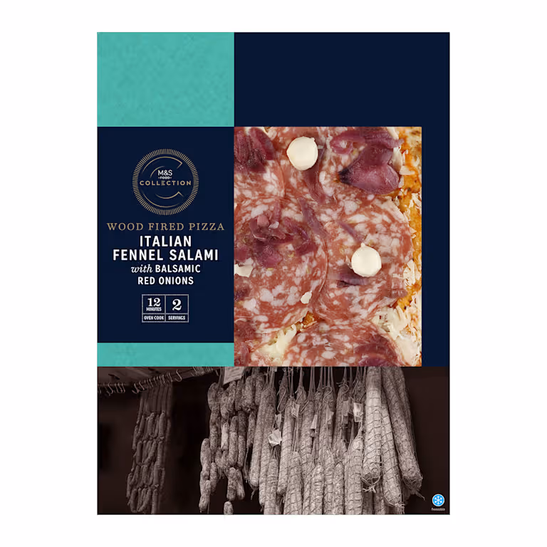 M&S Collection Italian Fennel Salami with Balsamic Red Onions Wood Fired Pizza