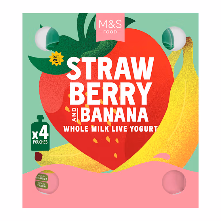 M&S Strawberry and Banana Whole Milk Live Yogurt