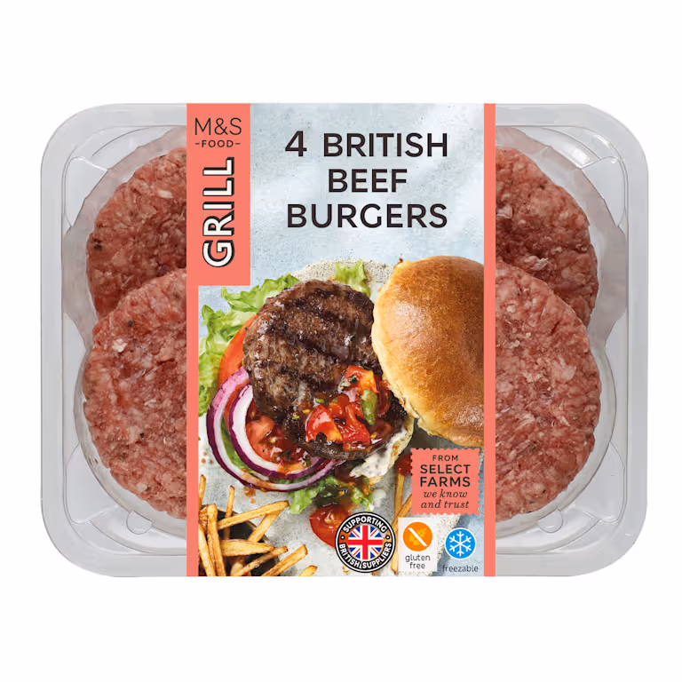 M&S 4 British Beef Burgers