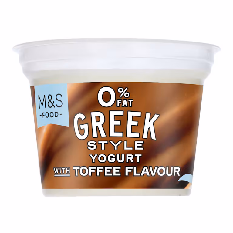 M&S 0% Fat Greek Style Yogurt With Toffee Flavour