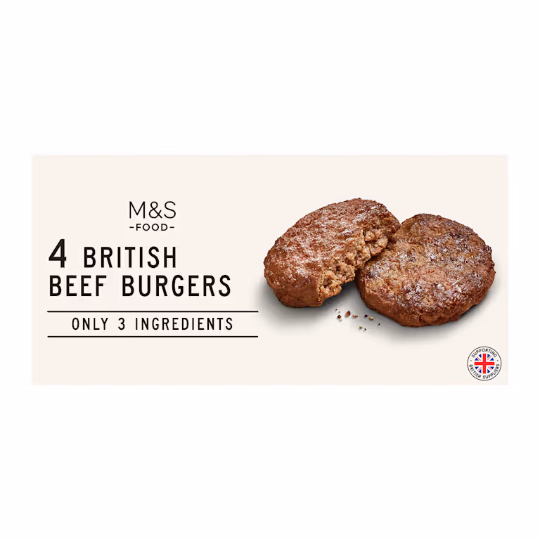 M&S Only 3 Ingredients British Beef Burgers