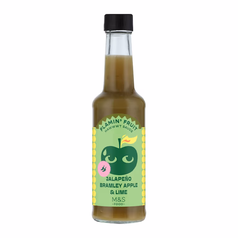 M&S Flamin' Fruit Hawwwt Sauce Jalapeño Bramley Apple and Lime
