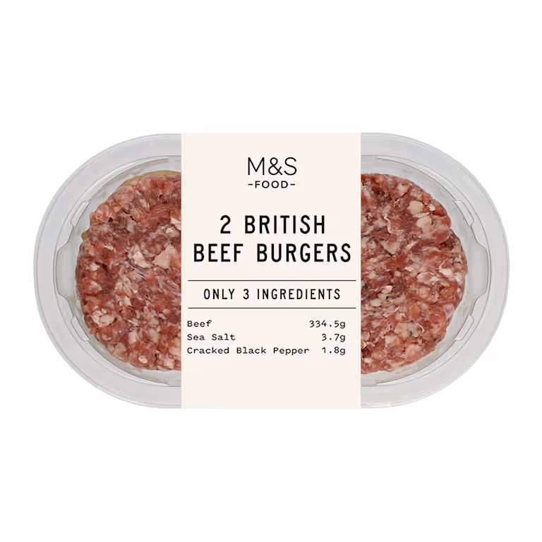 M&S Only 3 Ingredients British Beef Burgers