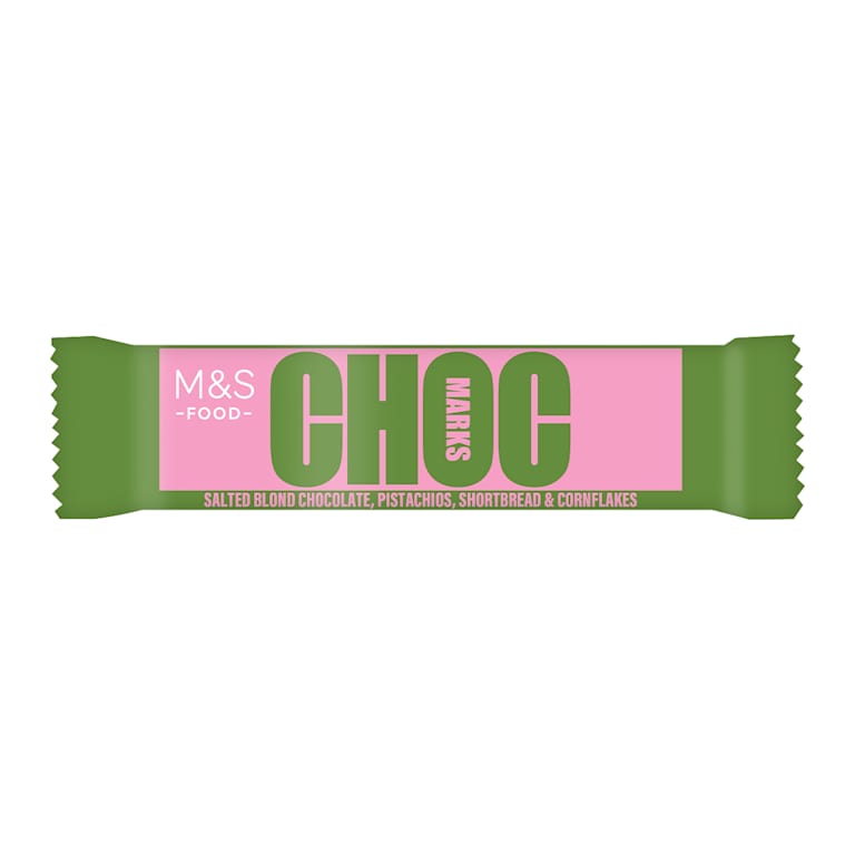 M&S Choc Marks Salted Blond Chocolate Pistachios, Shortbread and Cornflakes