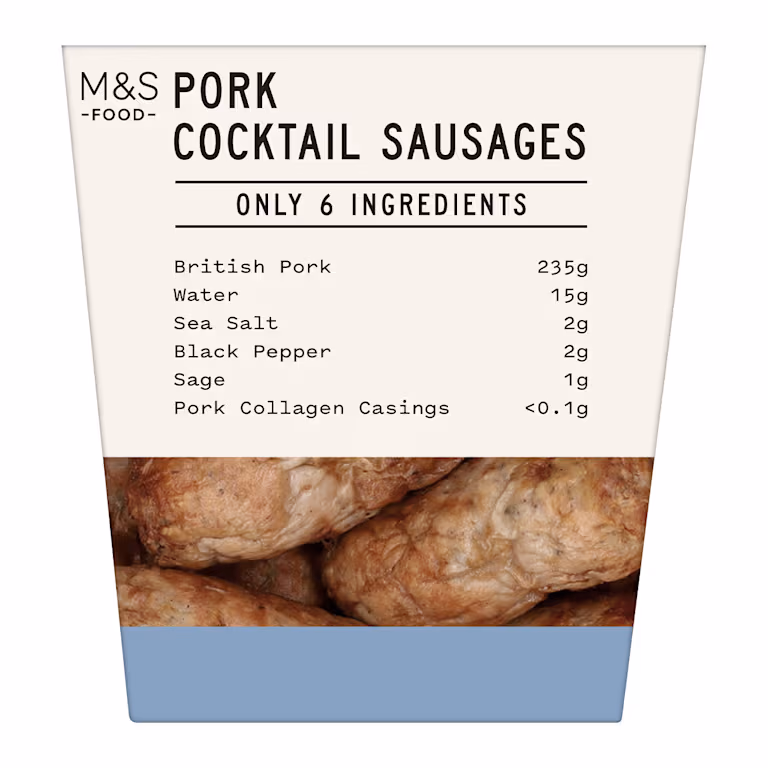 M&S Only 6 Ingredients Pork Cocktail Sausages