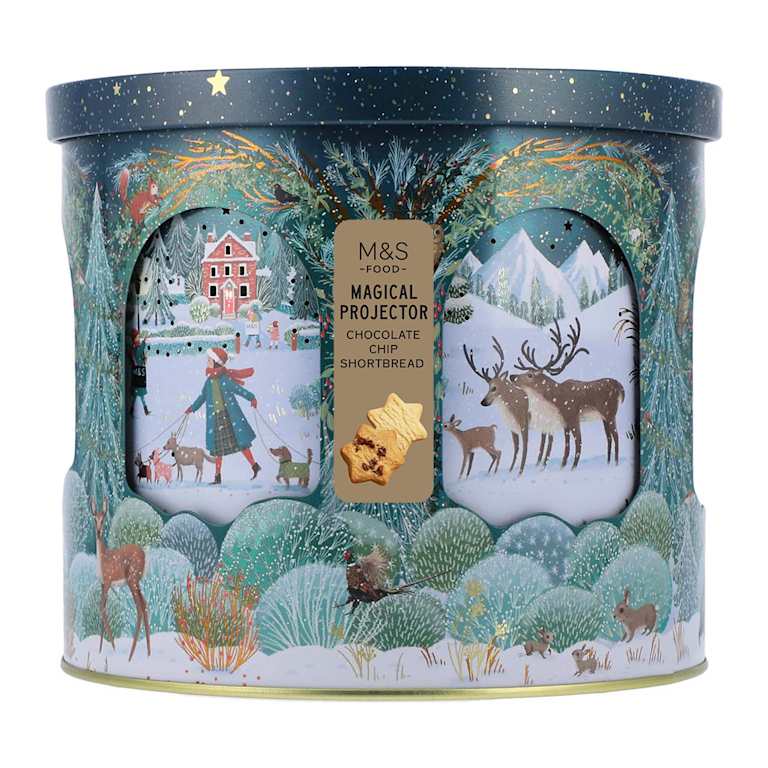 M&S Magical Projector Chocolate Chip Shortbread Biscuit Tin