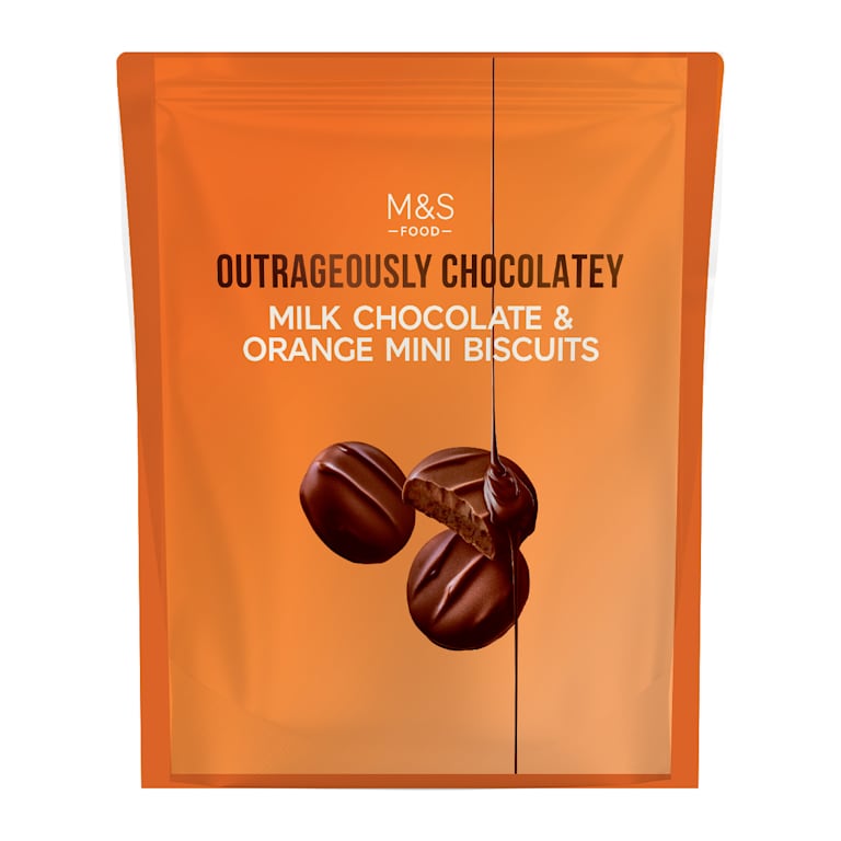 M&S Outrageously Chocolatey Milk Chocolate and Orange Mini Biscuits