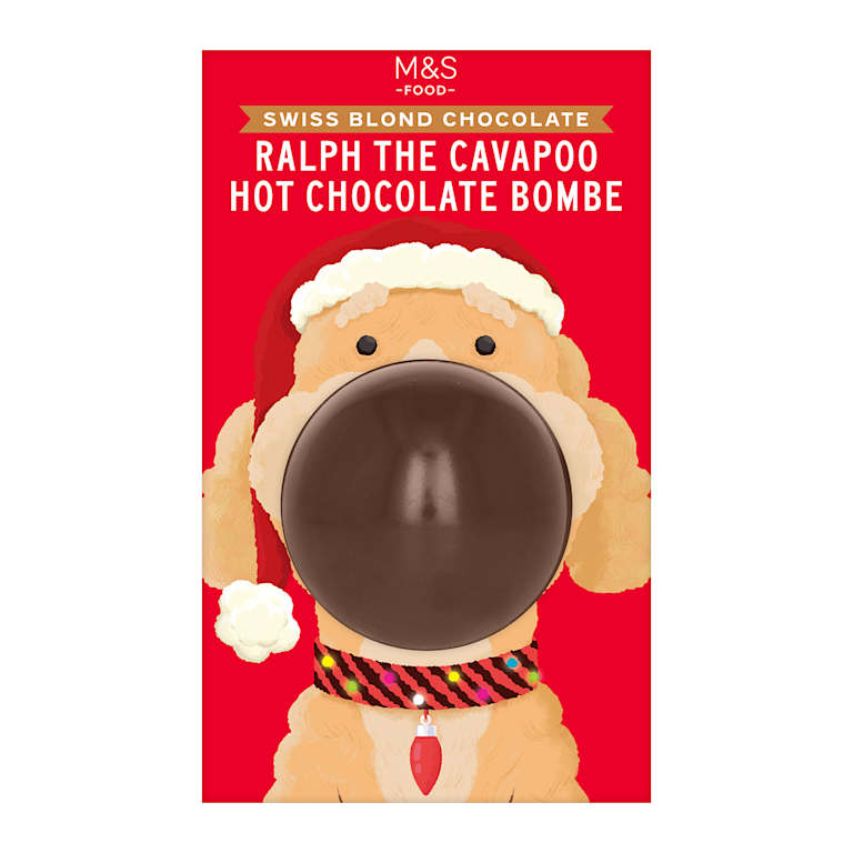 M&S Swiss Blond Chocolate Ralph the Cavapoo Hot Chocolate Bombe