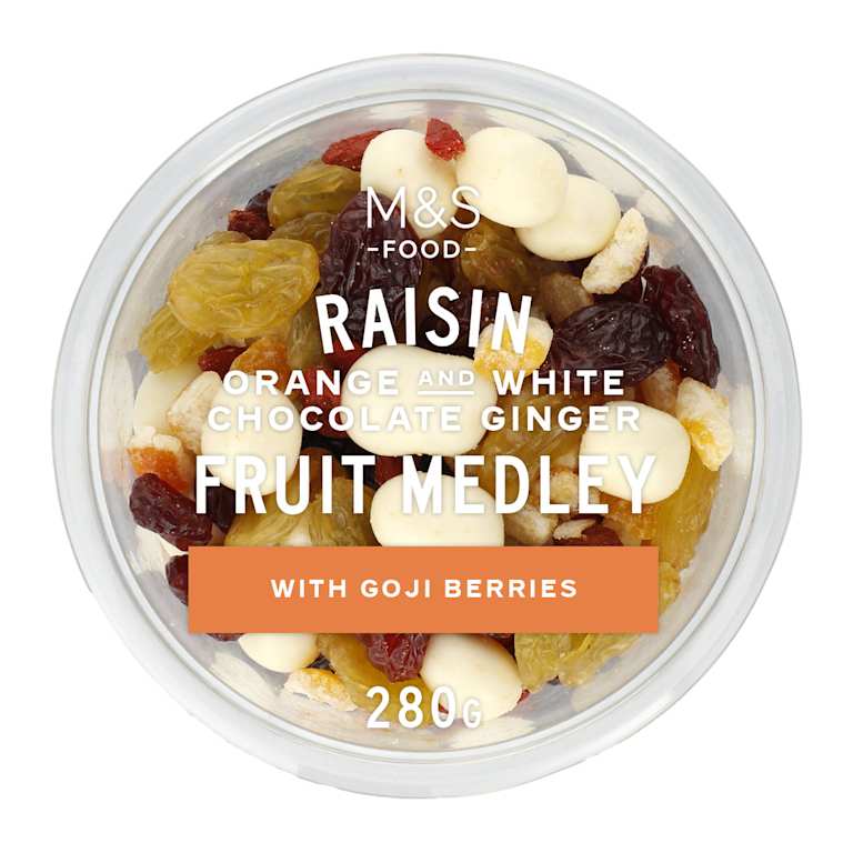 M&S Raisin Orange and White Chocolate Ginger Fruity Medley