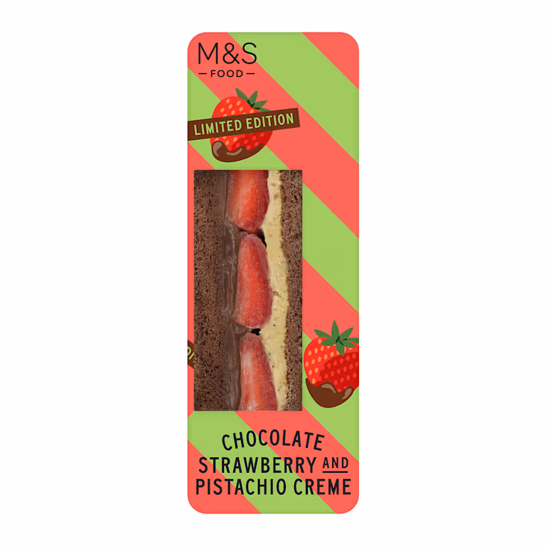 M&S Chocolate, Strawberry and Pistachio Creme Sandwich