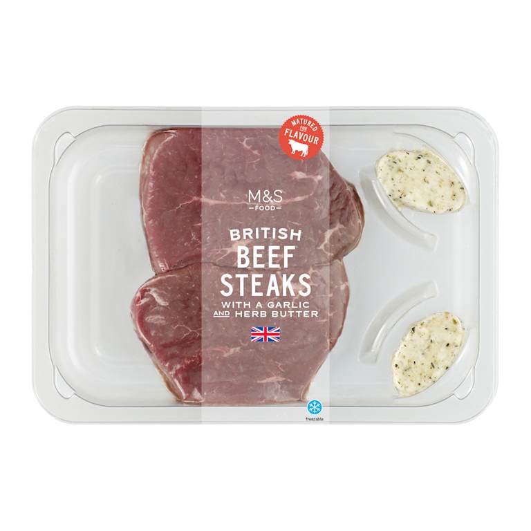 M&S British Beef Steaks with a Garlic and Herb Butter