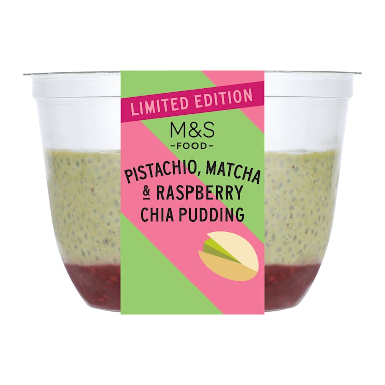 M&S Pistachio, Matcha and Raspberry Chia Pudding