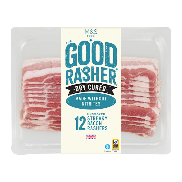M&S The Good Rasher Dry Cured Unsmoked Streaky Bacon Rashers