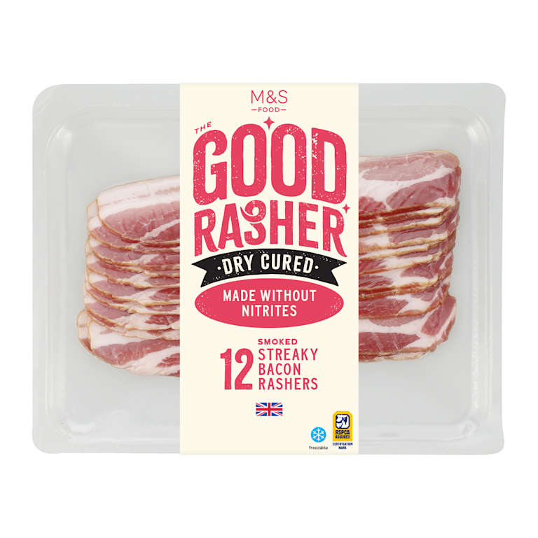 M&S The Good Rasher Dry Cured Smoked Streaky Bacon Rashers
