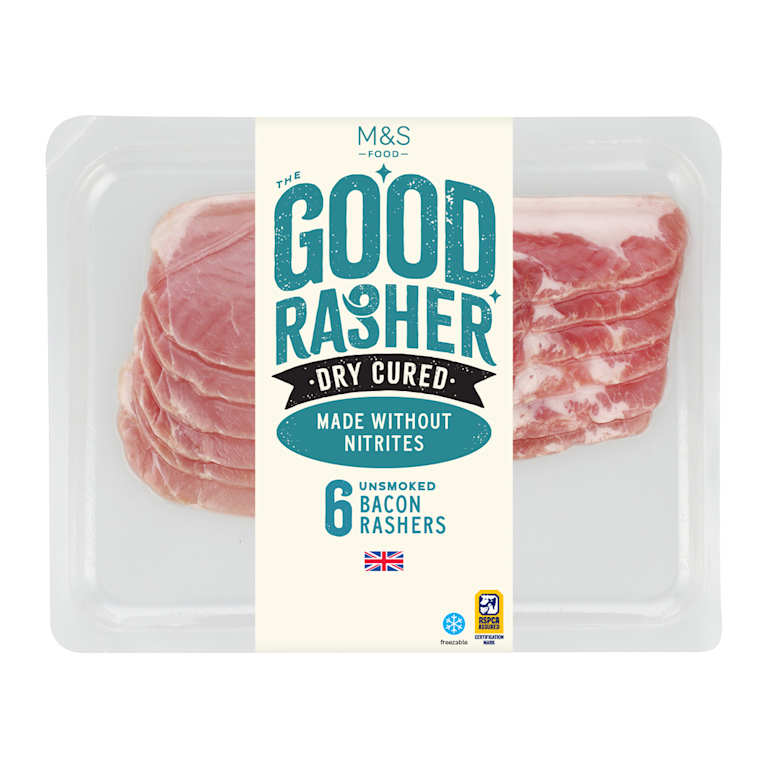 M&S The Good Rasher Dry Cured Unsmoked Bacon Rashers