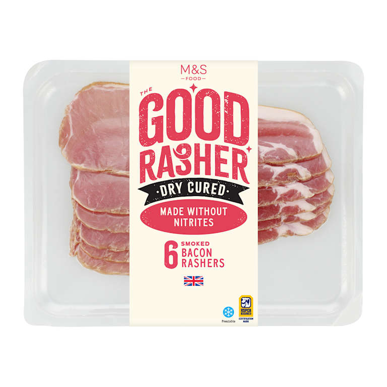 M&S The Good Rasher Dry Cured Smoked Streaky Bacon Rashers