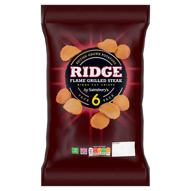 Sainsbury's Ridged Steak Multipack Crisps 6x25g