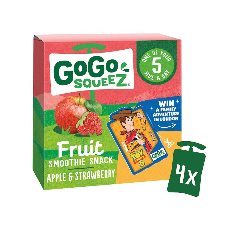 GoGo squeeZ Fruit Smoothie Snack Apple and Strawberry 4X90g