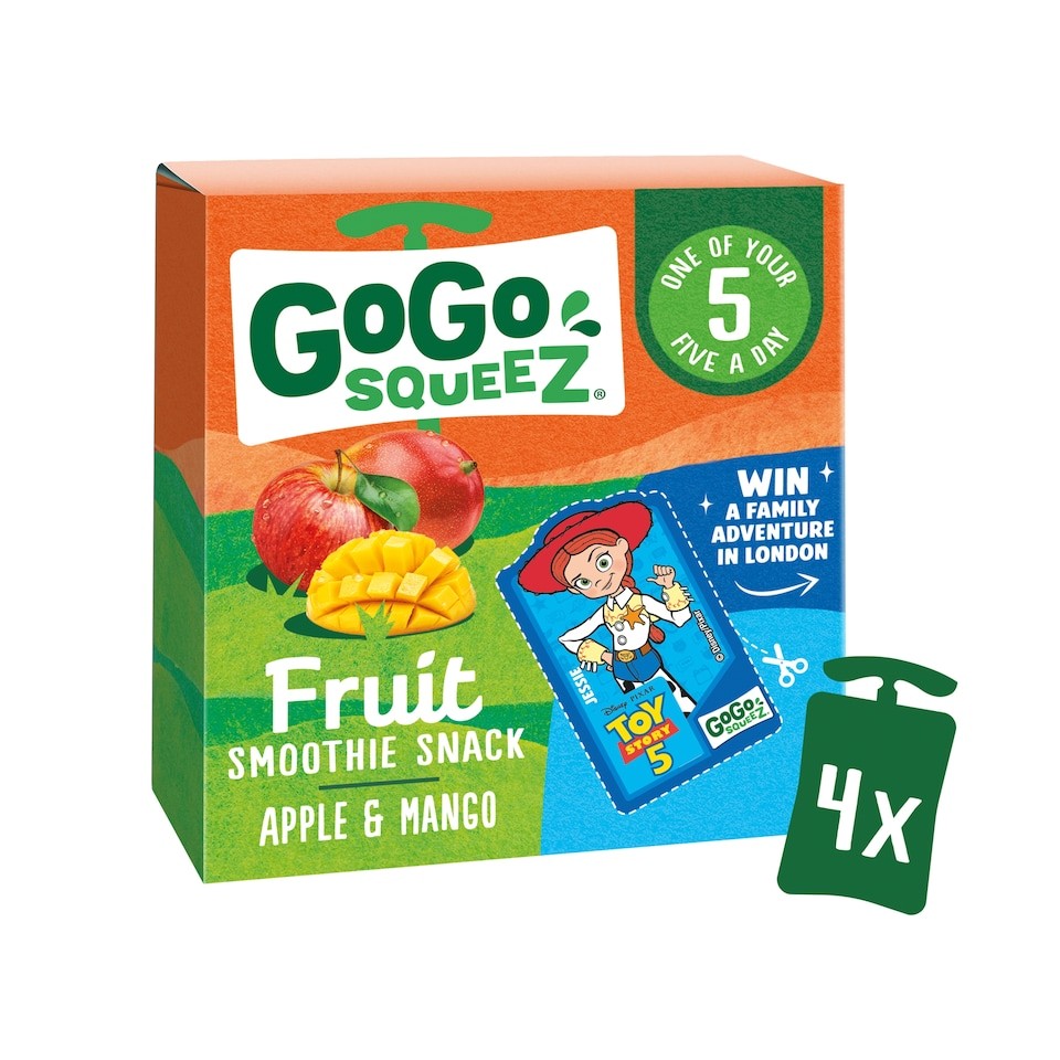 GoGo squeeZ Fruit Smoothie Snack Apple and Mango 4X90g