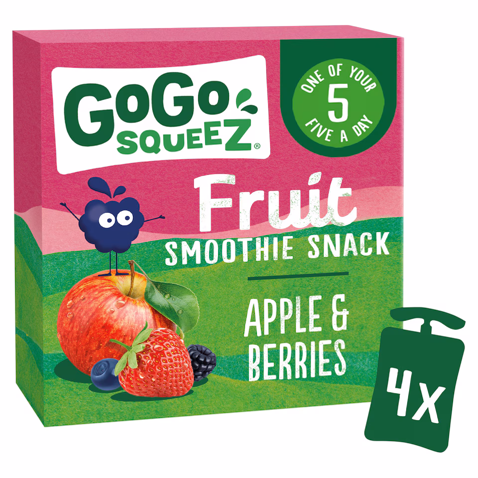 GOGO SQUEEZ Fruit Smoothie Snack Apple Berries 4 x 90g