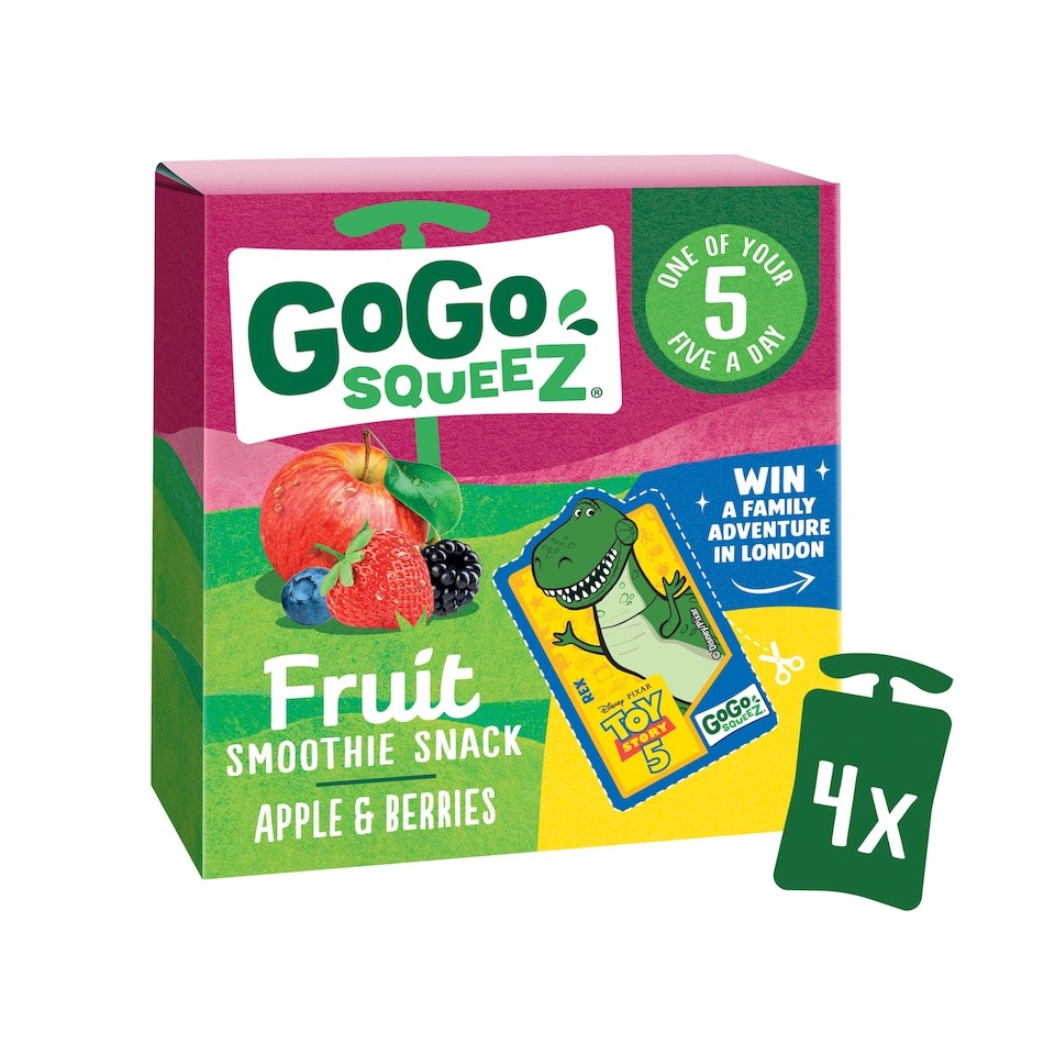 GoGo squeeZ Fruit Smoothie Snack Apple and Berries 4x90g