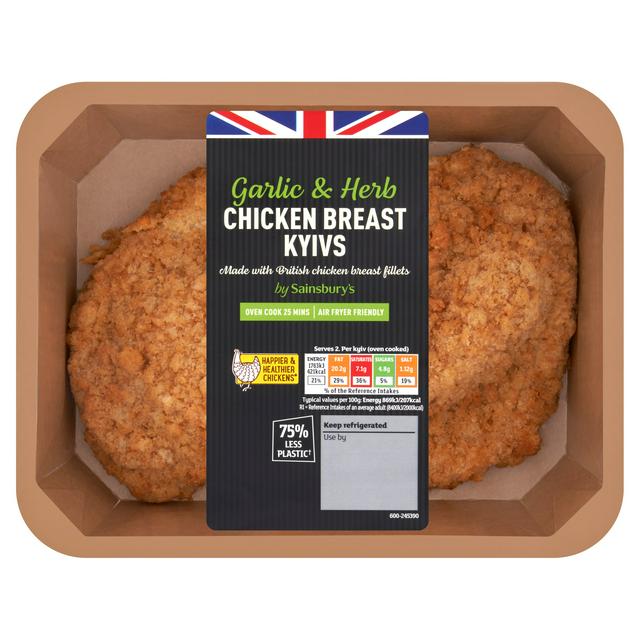 Sainsbury's Fresh British Chicken Breast Fillet garlic Kyiv x2 390g