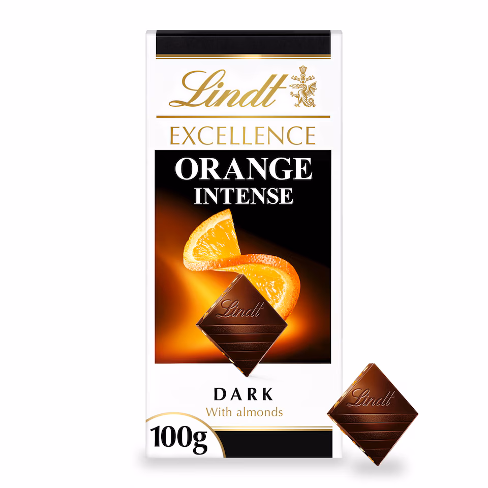 Lindt Excellence Dark with Almonds Chocolate Bar – Orange Intense 100g