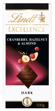 Excellence Tranebær & Nøtter Mørk 100g