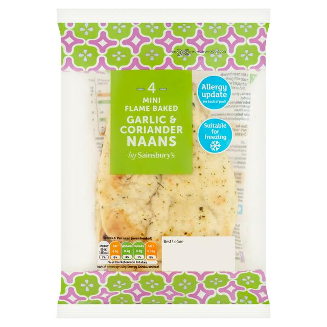Sainsbury's Mini Garlic & Coriander Naans x4
