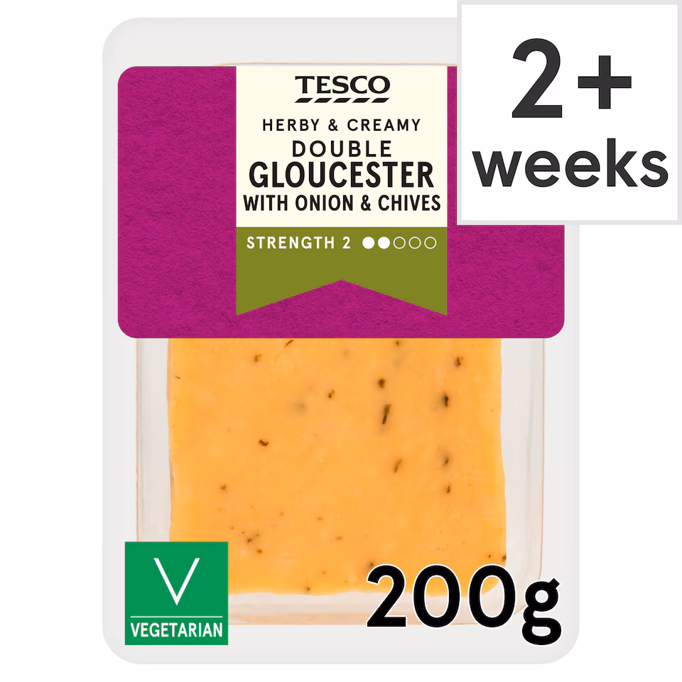 Tesco Double Gloucester Onion & Chives 200G