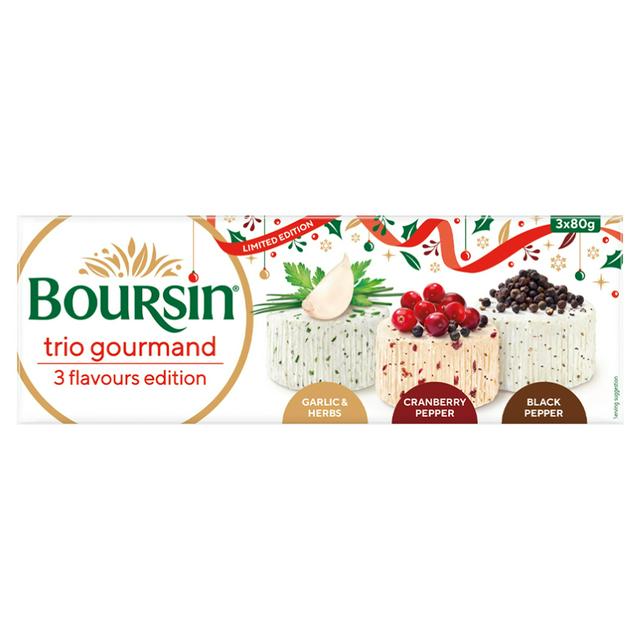 Boursin Trio Gourmand 3 Flavours, Limited Edition 3 x 80g