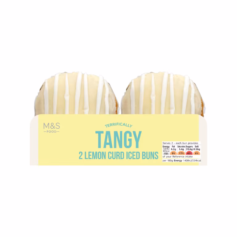 M&S Terifically Tangy 2 Lemon Curd Iced Buns