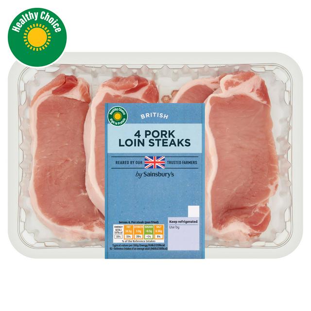 Sainsbury's British Pork Loin Steaks x4 480g