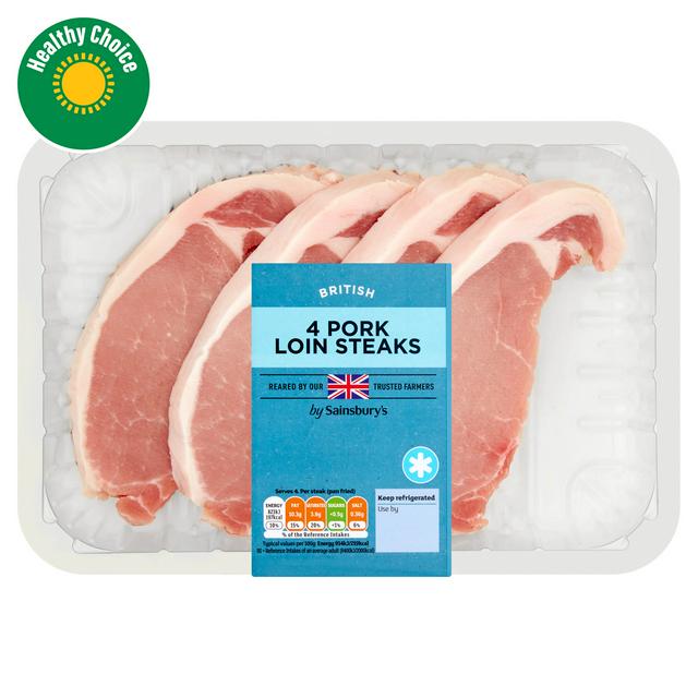 Sainsbury's British Pork Loin Steaks x4 480g