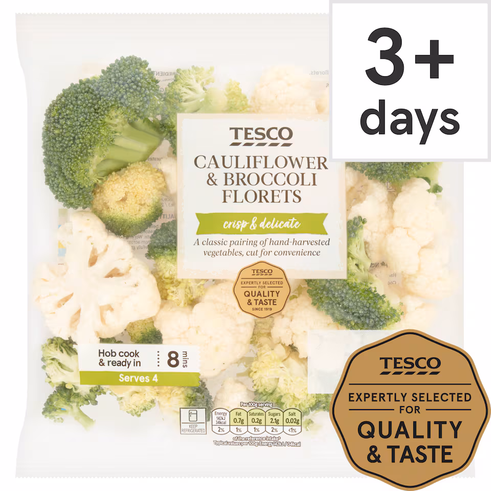 Tesco Cauliflower & Broccoli Florets 400G (M)