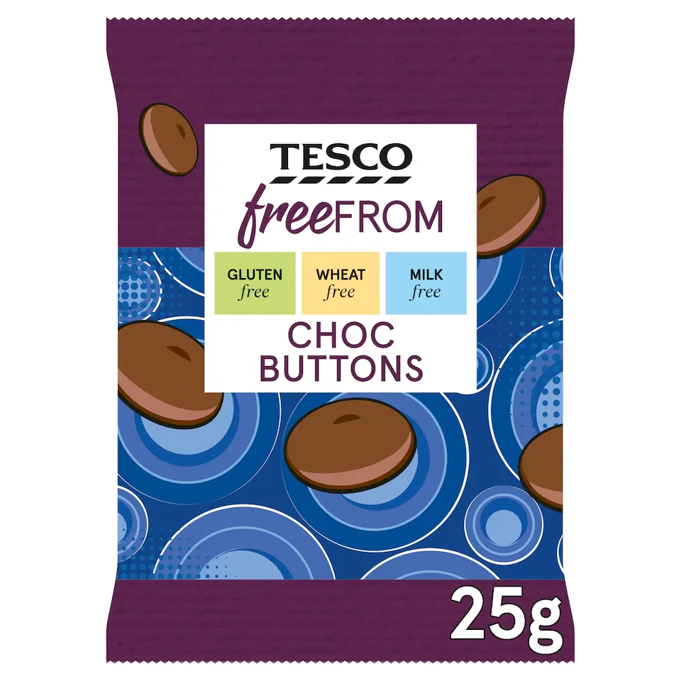 Tesco Free From Choc Buttons 25g