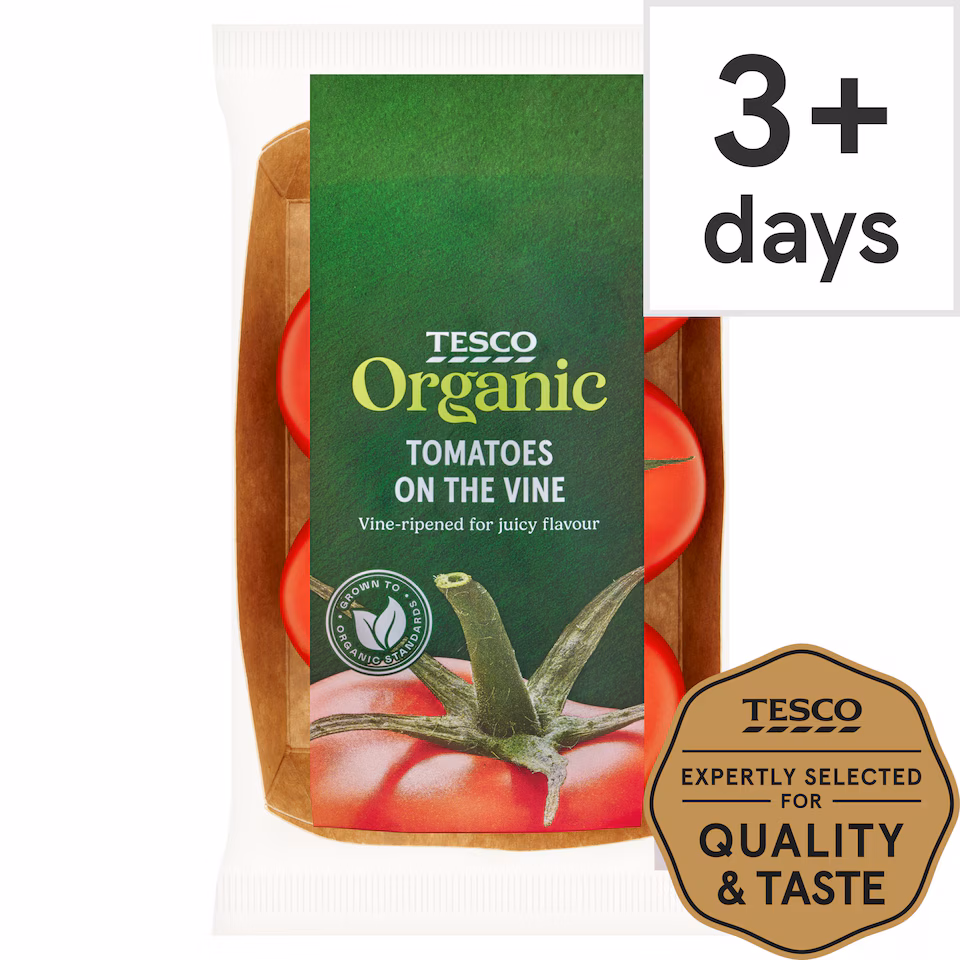 Tesco Organic Tomatoes On The Vine 400g
