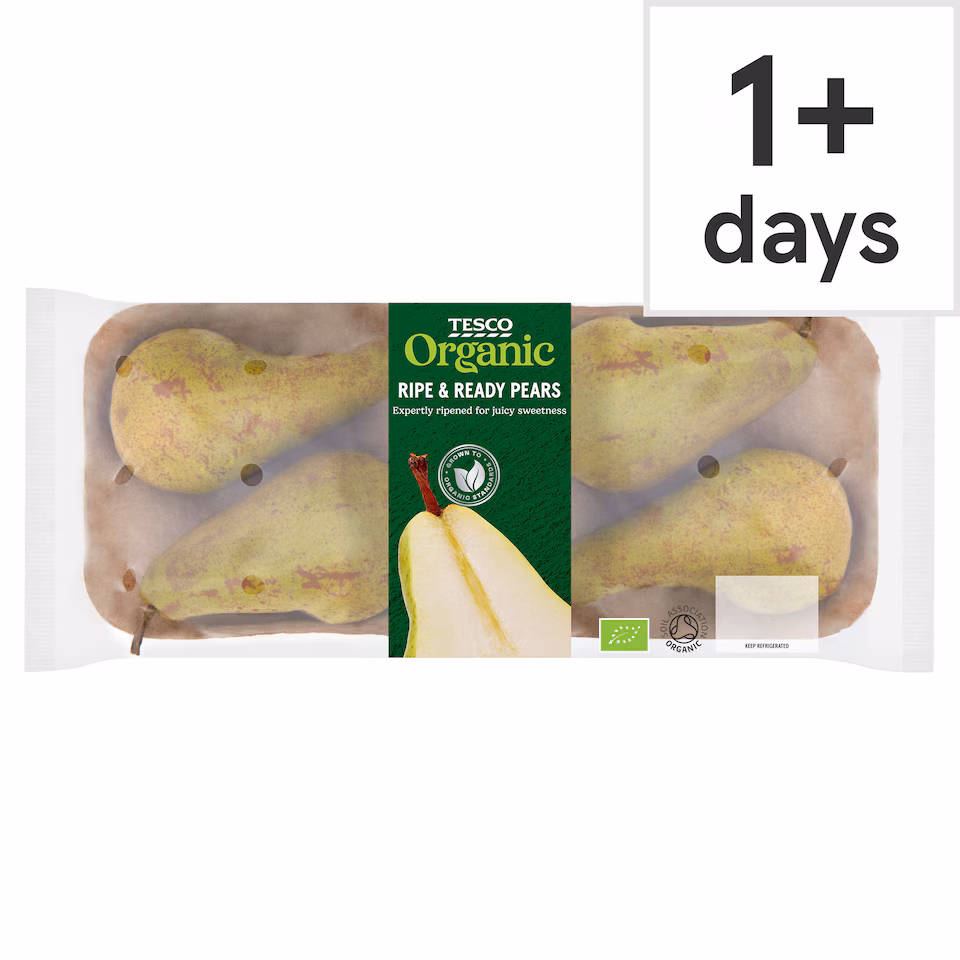Tesco Organic Ripe & Ready Pears 550G